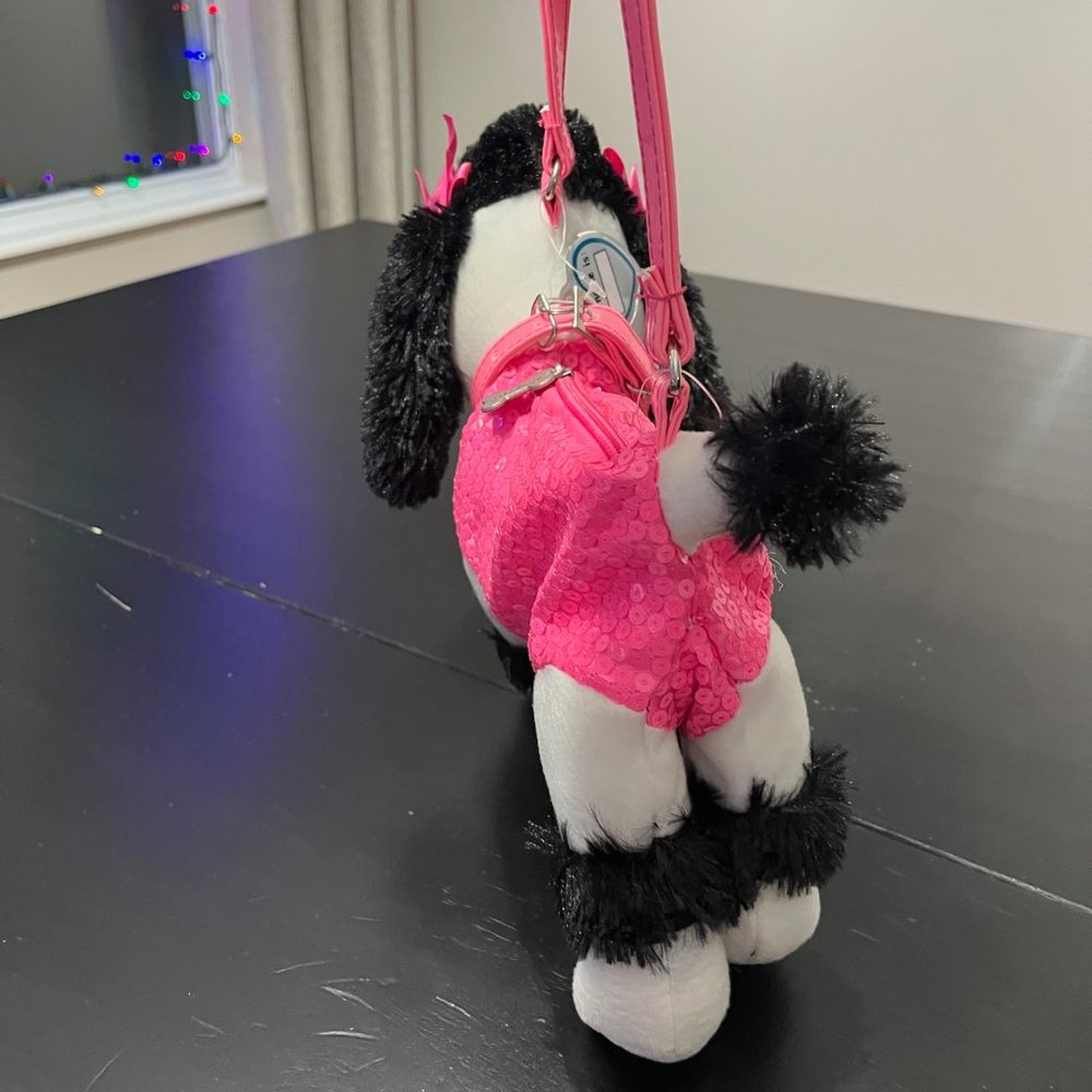 White and Pink Sequin Poochie & Company Poodle Purse - Picture 7 of 9
